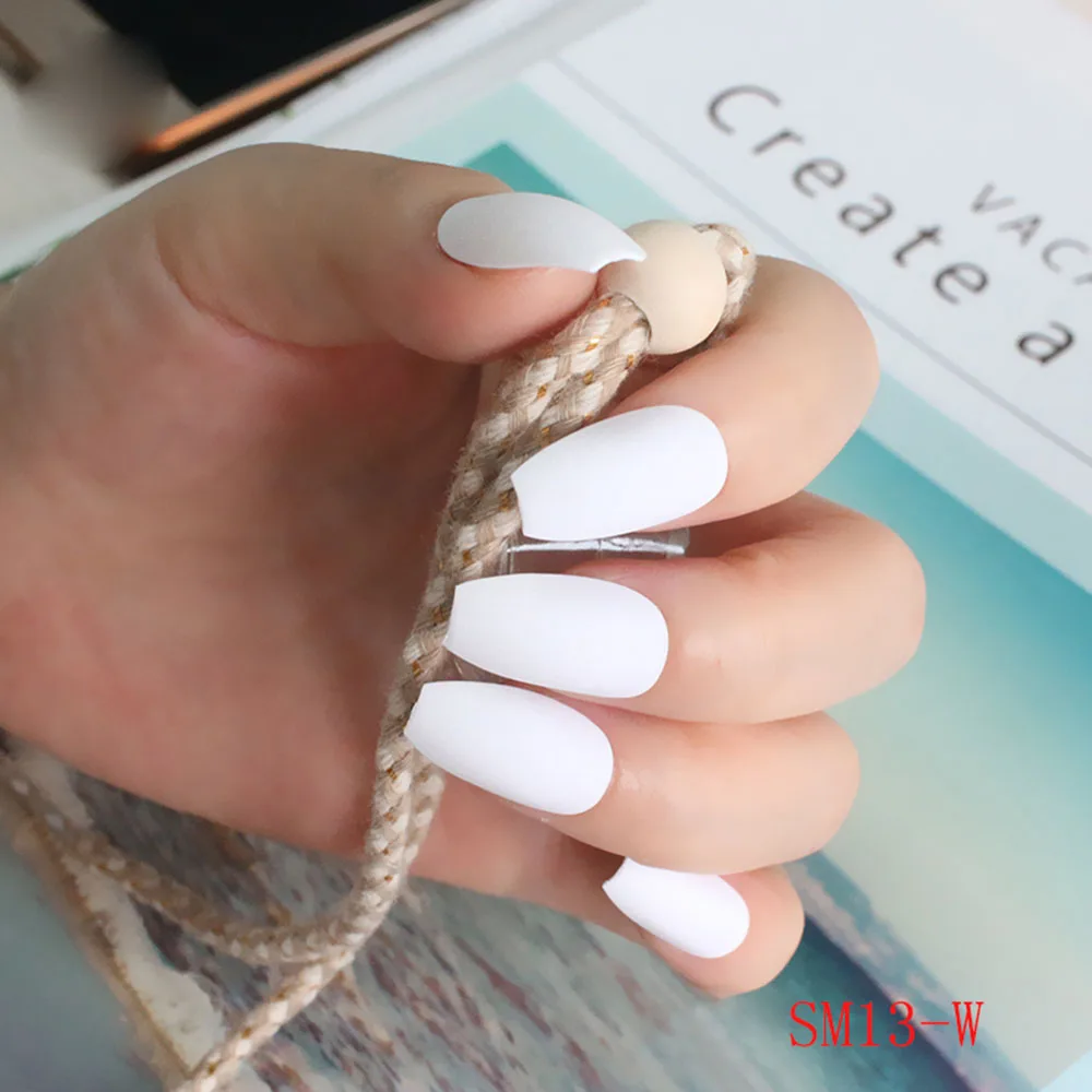 Цветные накладные ногти матовые с полным покрытием искусственные средней