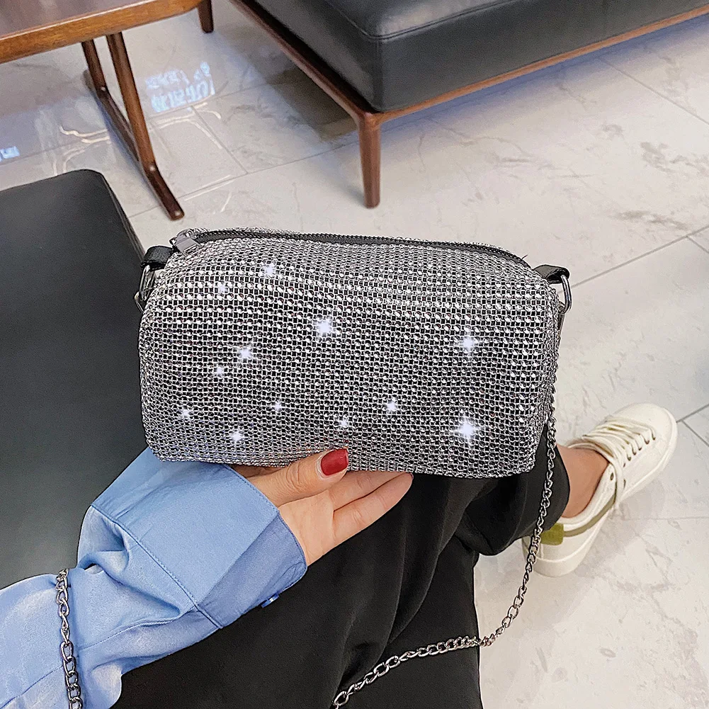 

Fashion Rhinestone Crossbody Bag Women Shiny Chain Evening Clutch Small Daily Shoulder Pouch Messenger Pouch