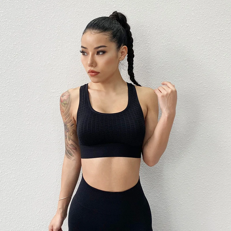 Пуш ап спортивный бюстгальтер с высокой ударной подкладкой для бега женский