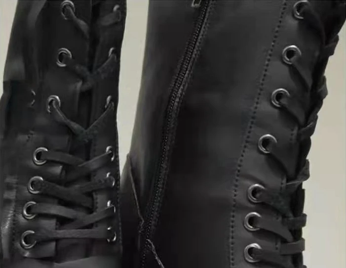 2021 New Women Winter Outdoor Lace-up Ankle Boots Ladies Square Heel PU Boot Plus Size 35-43 Casual Booties Woman Zapatos Mujer