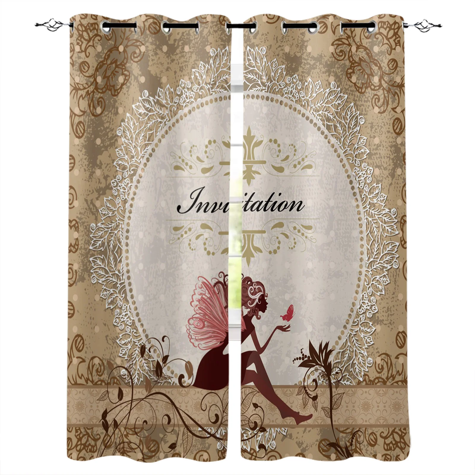 Шторы на окна в стиле ретро с бабочками и цветами для девочек занавески гостиной