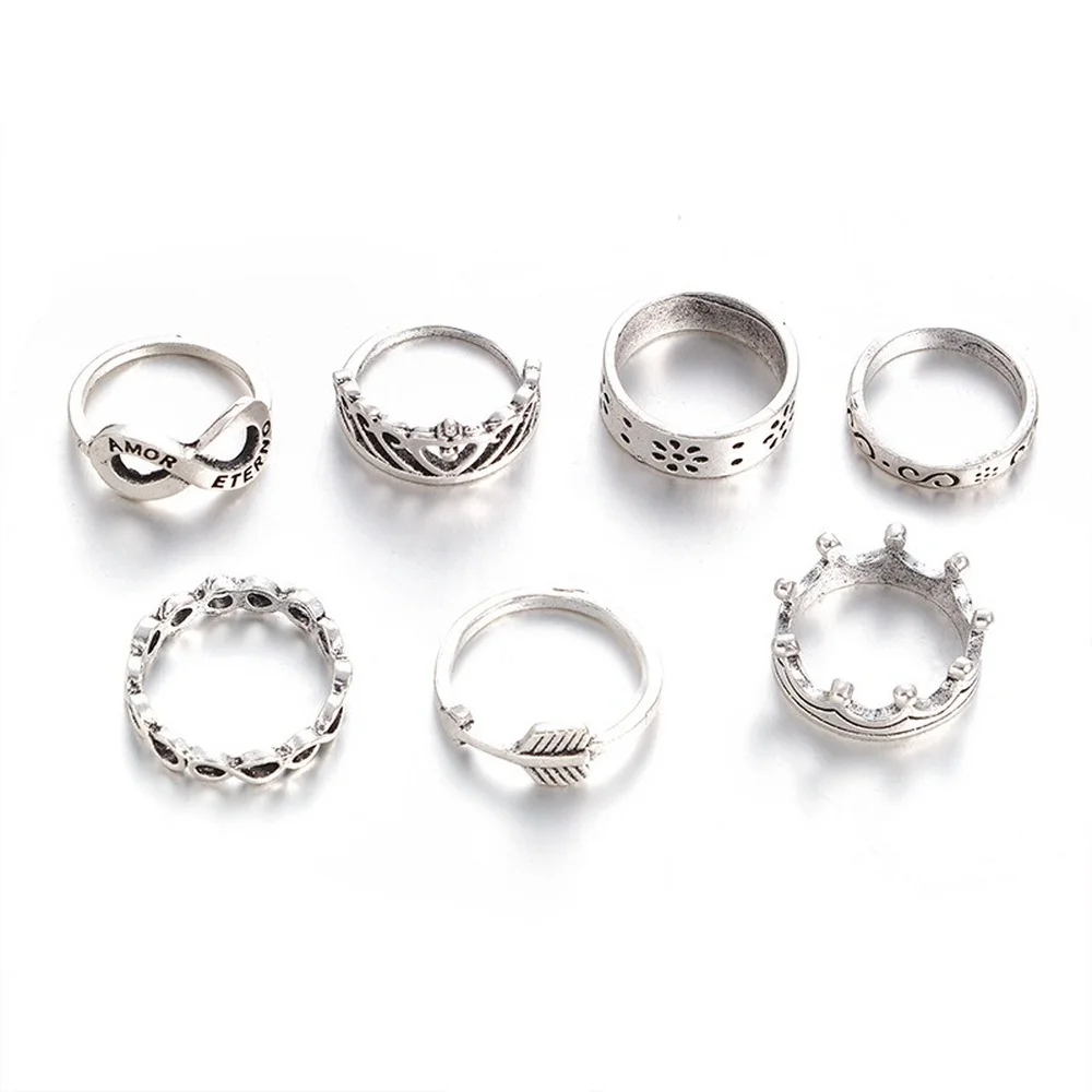 

Fashion Vintage Ring Set For Women Gothic Jewelry Sets Punk Aristocats Mens Rings For Men Whole Sale Unisex Zinc Alloy Metal