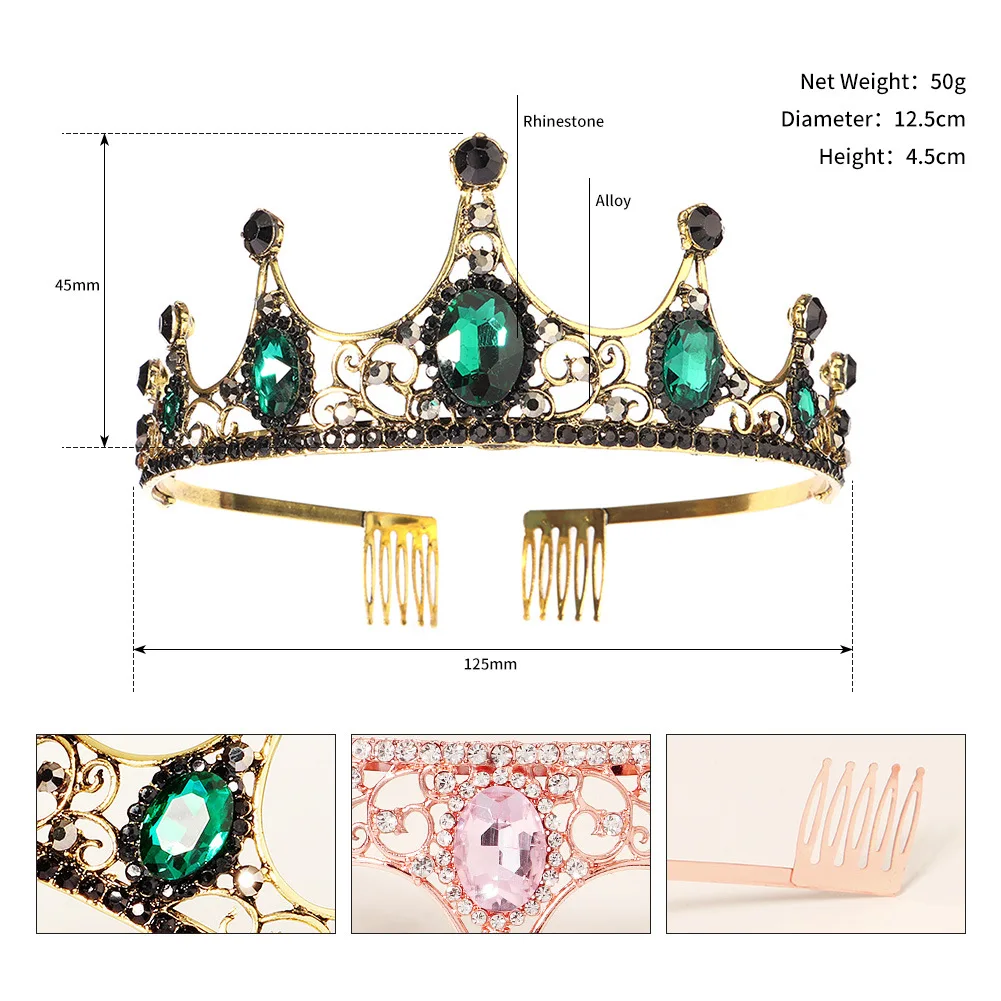 

New Bridal Crown Headband luxury Jewelry Pink Rhinestone Baroque Crown Party Crown Wedding crystal headband hair accessories