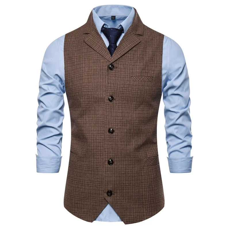 Черный клетчатый мужской повседневный приталенный костюм yunклос жилет для