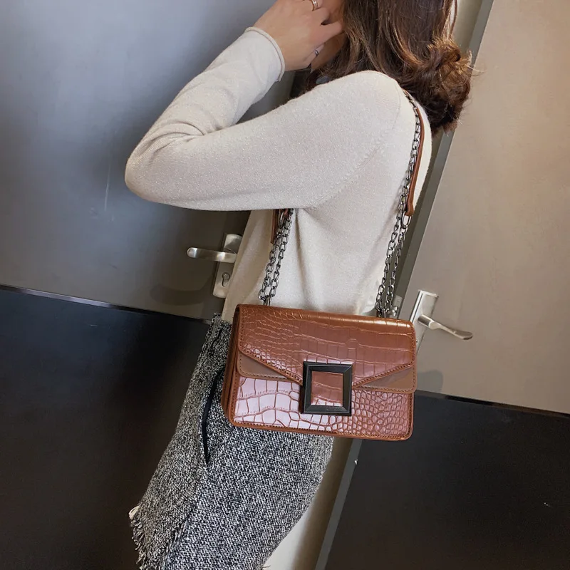 YBYT модные с каменным узором ПУ кожа сумки через плечо для женщин на цепочке