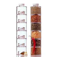 6pcsset spice jar pepper shaker box spice tower herb spice storage tools foldable transparent seasoning cans kitchen tools