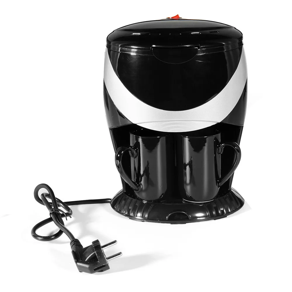Black 2 cups 220V 450W Electric Drip Coffee Maker Household Auto Dual Cup Coffee Machine Dual-use American Coffee Tea Machine 110V/220V - Цвет: Black 2 cups 220V