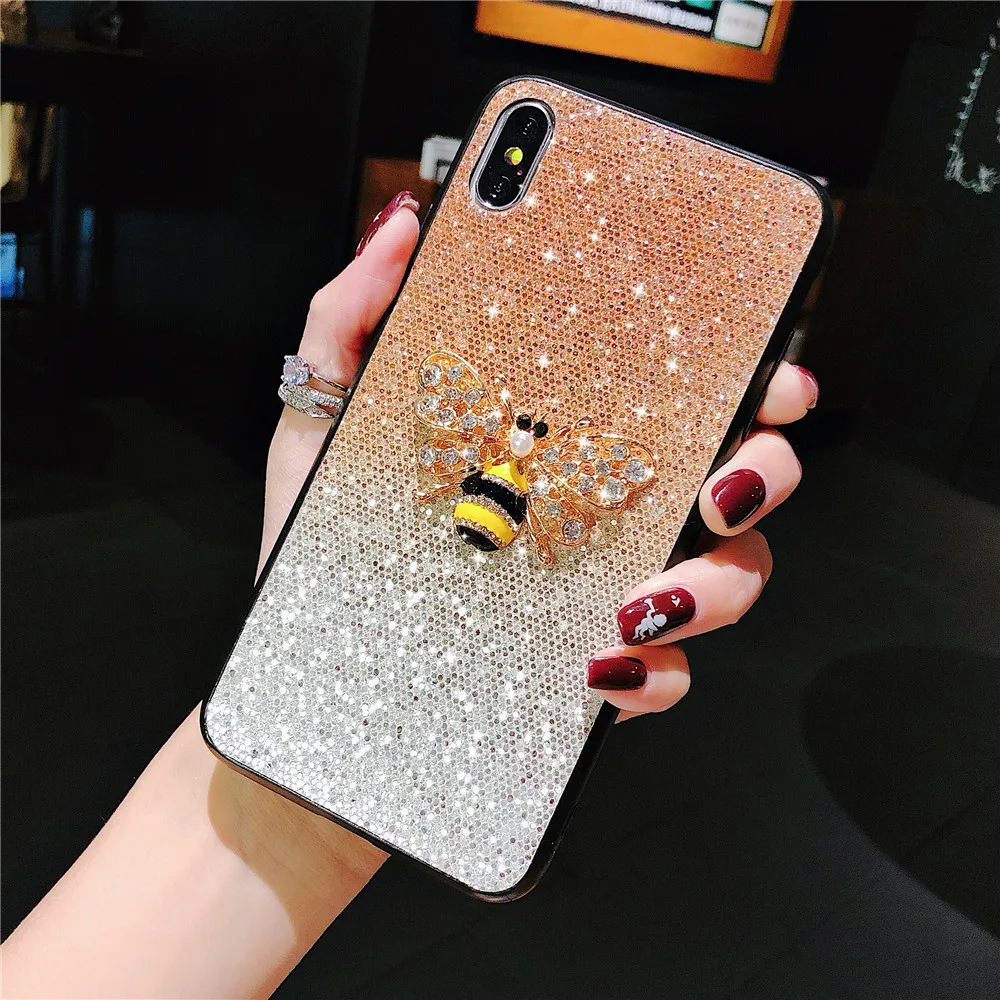 Для samsung Galaxy S8 S9 S10 S7 Plus роскошный чехол с розами и бриллиантами для samsung Note9 8 A6 A7 A8 A9+ Plus Сияющий Фламинго пчела чехол для телефона - Цвет: 2