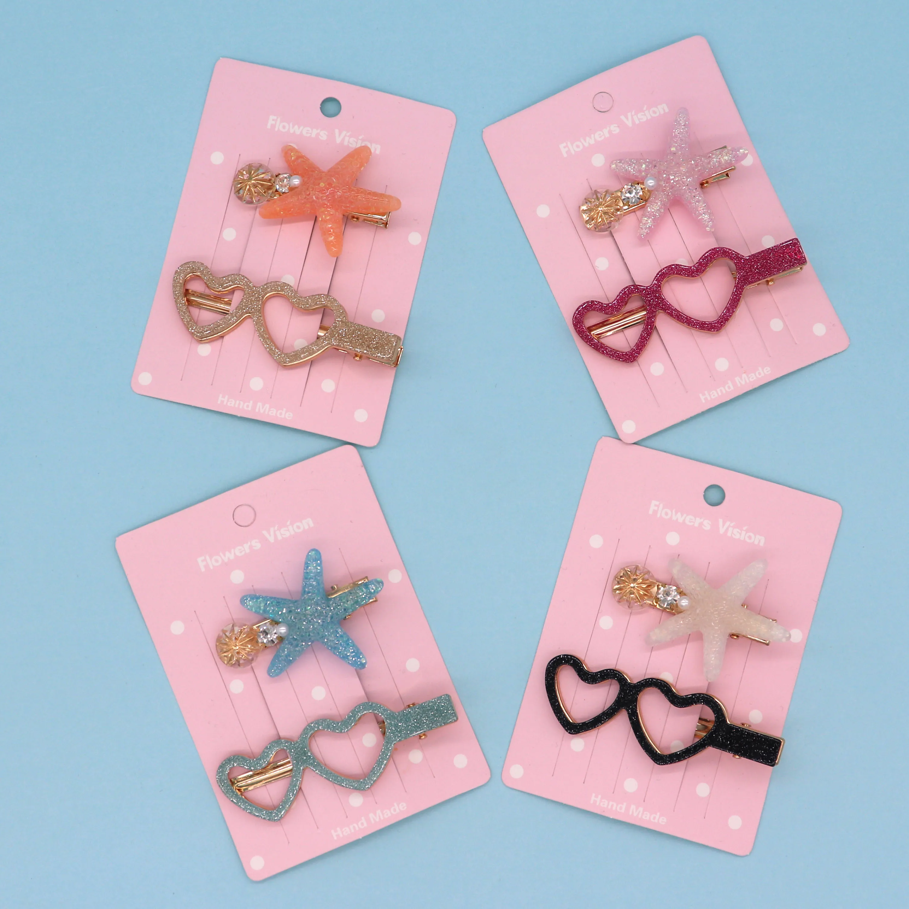 

2Pcs/Set Fashion Women Girls Hair Accessories Elegant Love Starfish Sea Star Hairpins Summer Beach Barrettes Pearl Hair Clips