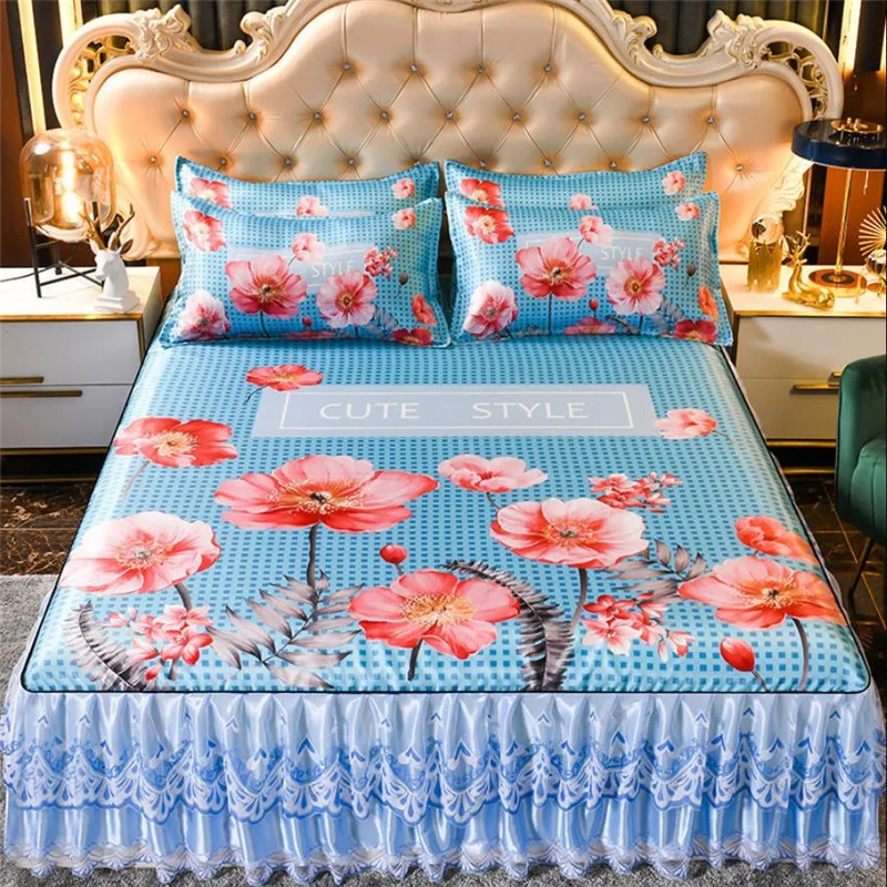 

king/Queen Bed skirt high quality bedding for Single double Bed cover summer Cool material Bedspread High-end Bohemia style F050