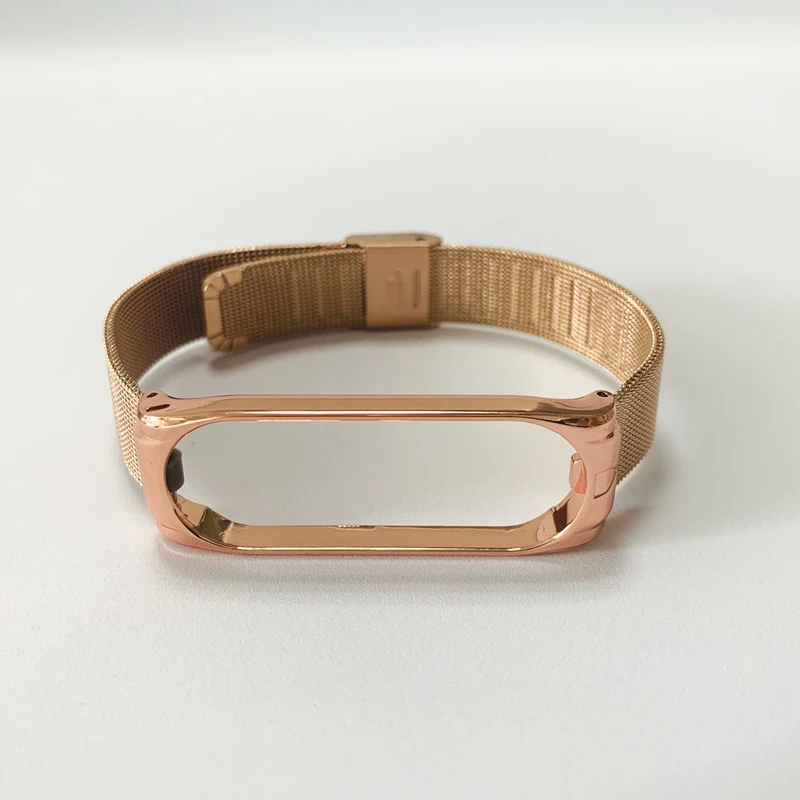 buckle-rose gold Mi Band 4 3 металлический ремешок с пряжкой, сменный магнит, браслет на запястье, ремни, браслет из нержавеющей стали для Xiao mi Band 4 3 - Цвет: buckle-rose gold