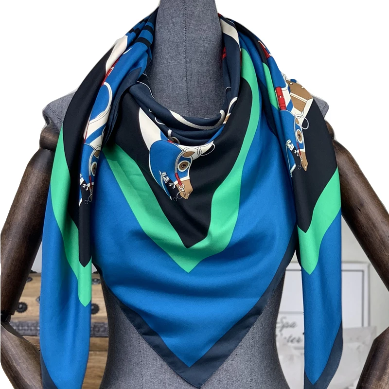 Элитный бренд Для женщин шелковая саржа ChainScarf платок Twill Шелковый шарфы для шалей