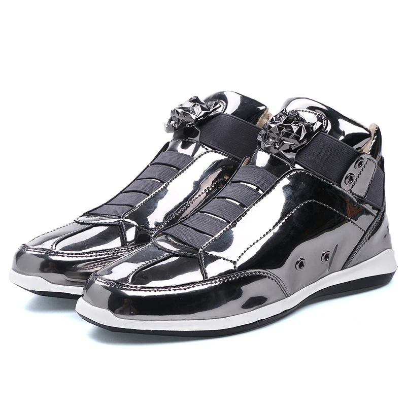 New Men's Sneakers High Top Sequined Rivet Men Flat Shoes Casual Zapatos Hombre Male zapatillas hombre Flats Botas | Обувь