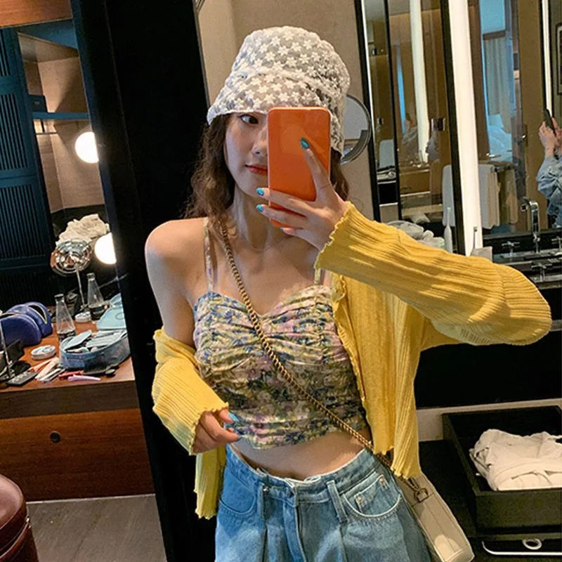 

Women Knitted Cardigan Solid Color Gentle Wind Tops Female Slim Sunscreen Thin Knit Cardigan