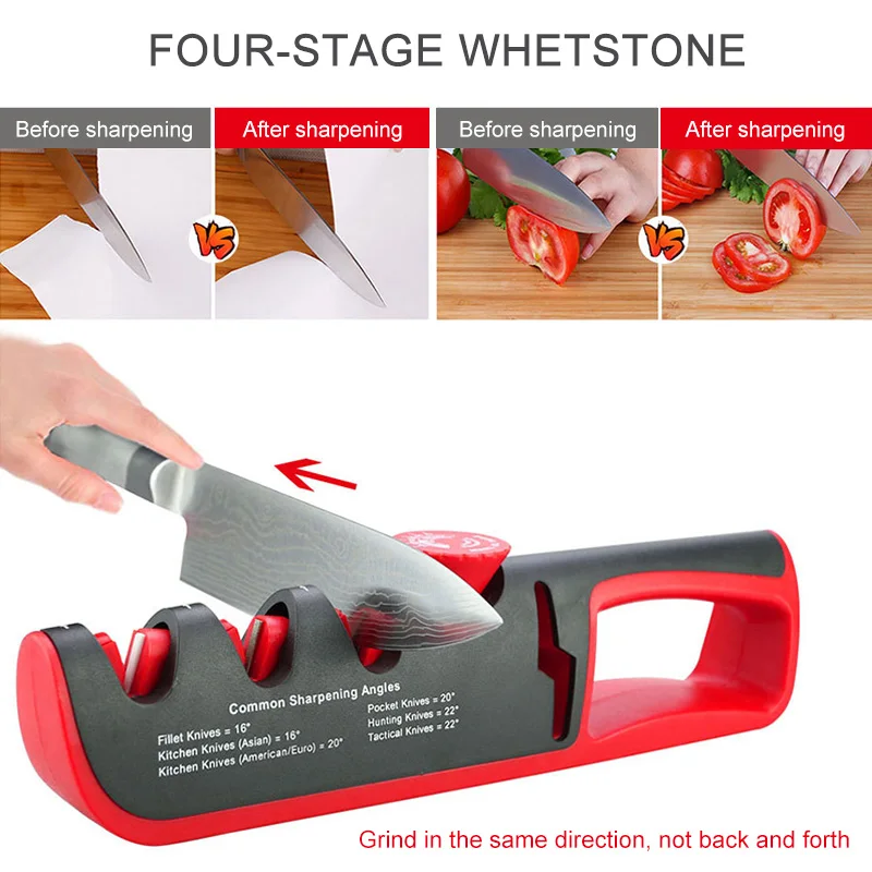 

4 Stage Knife Sharpener Professional Kitchen Scissors Sharpening Stone Grinder knives Whetstone Angle Adjustable Sharpener Tool