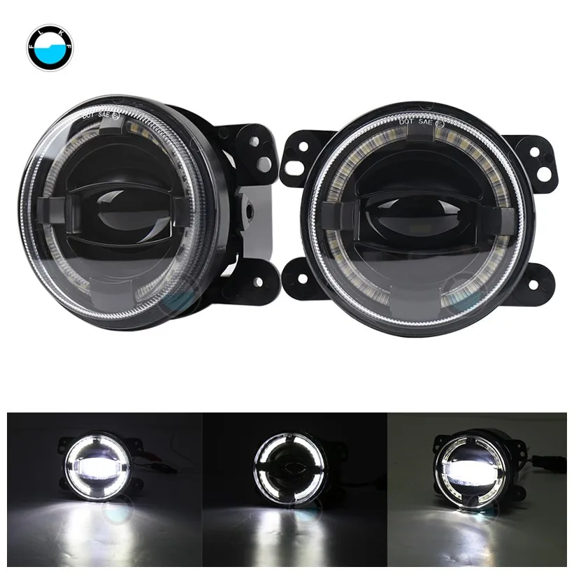 black C 2X" дюймовые круглые светодиодные противотуманные фары для внедорожных противотуманных фар для Jeep Wrangler Jk Dodge hummer H1 H2 - Цвет: black C