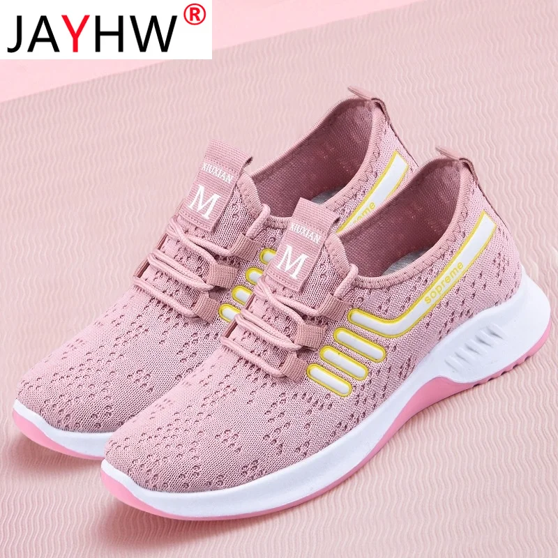 

JAYHW Women Fashion Breathable Comfortable Walking Mesh Lace Up Flats Sneakers Designer New Woman Casual Shoes Tenis Feminino