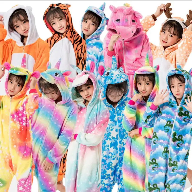 

Kids Winter Jumpsuit Unicorn Pajamas Kigurumi Animal Giraffe Pyjamas Boys Girls onesies Cosplay Flannel Onesie Sleepwear