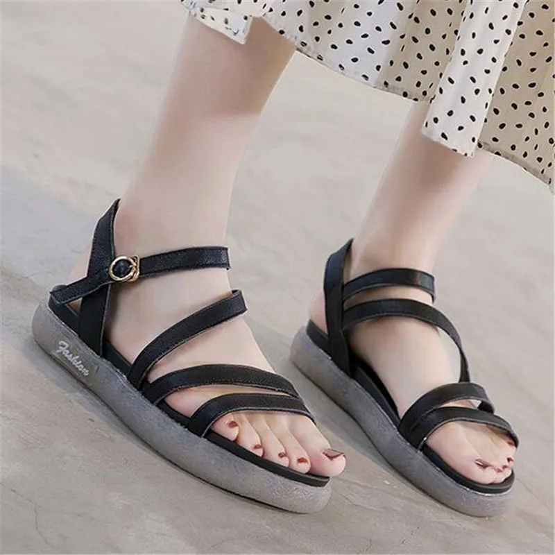 

2020 Summer New Soft Bottom Non-slip Flat Sandals Women Sandals Genuine Leather Sandals Fashion Casual Concise Comfort Sandals