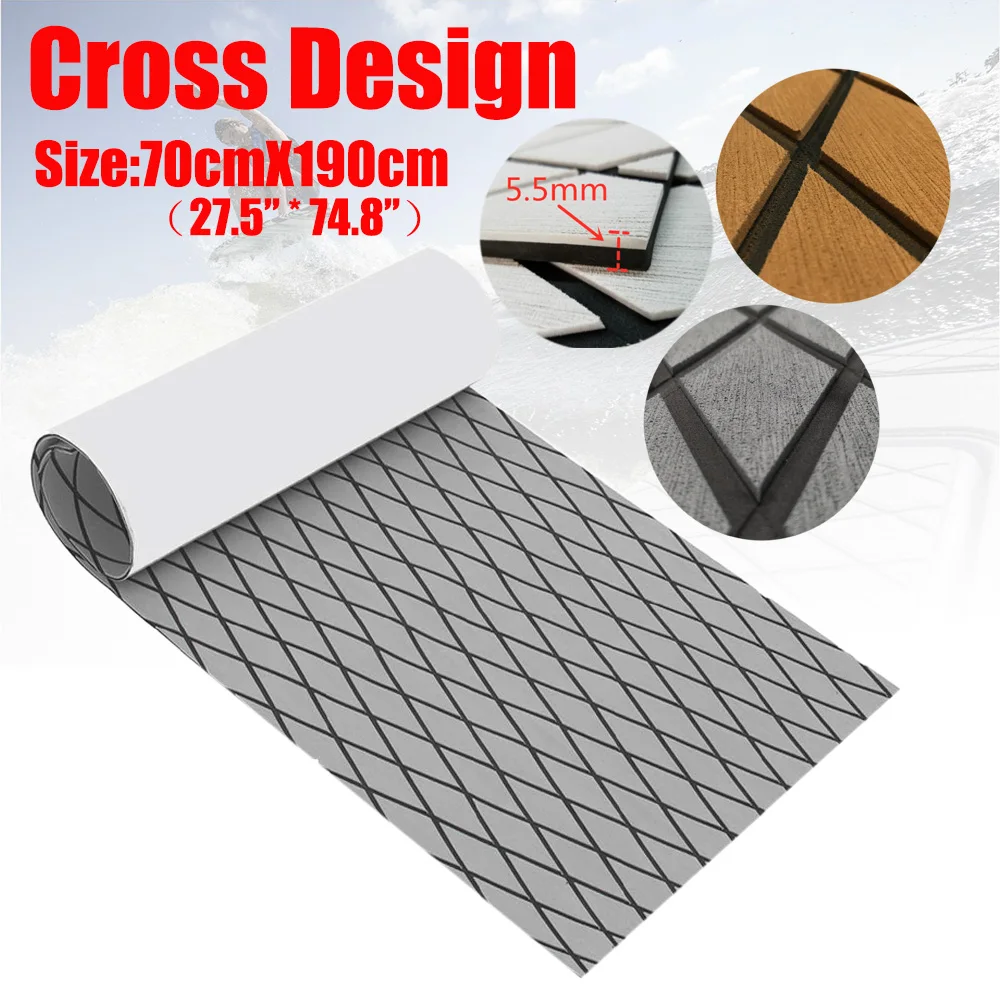 

EVA тик настил лист 27,5 "x74.8 яхта морской ковролин напольное покрытие мат Нескользящие самоклеющиеся крест дизайн море палуба лодка аксессуары