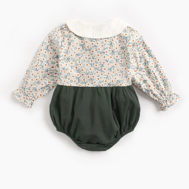Винтажный цветочный комбинезон для маленьких девочек одежда новорожденных боди