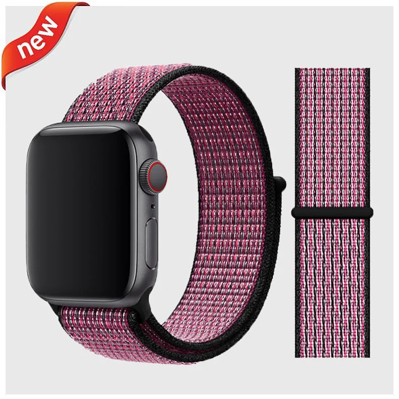 Pink BlastTrue Berry Ремешок для apple watch, ремешок 44 мм, 40 мм, тканый нейлоновый ремешок iwatch серии 5, 4, 3, ремешок 42 мм, 38 мм, ремень, аксессуары для apple watch - Цвет ремешка: Pink BlastTrue Berry