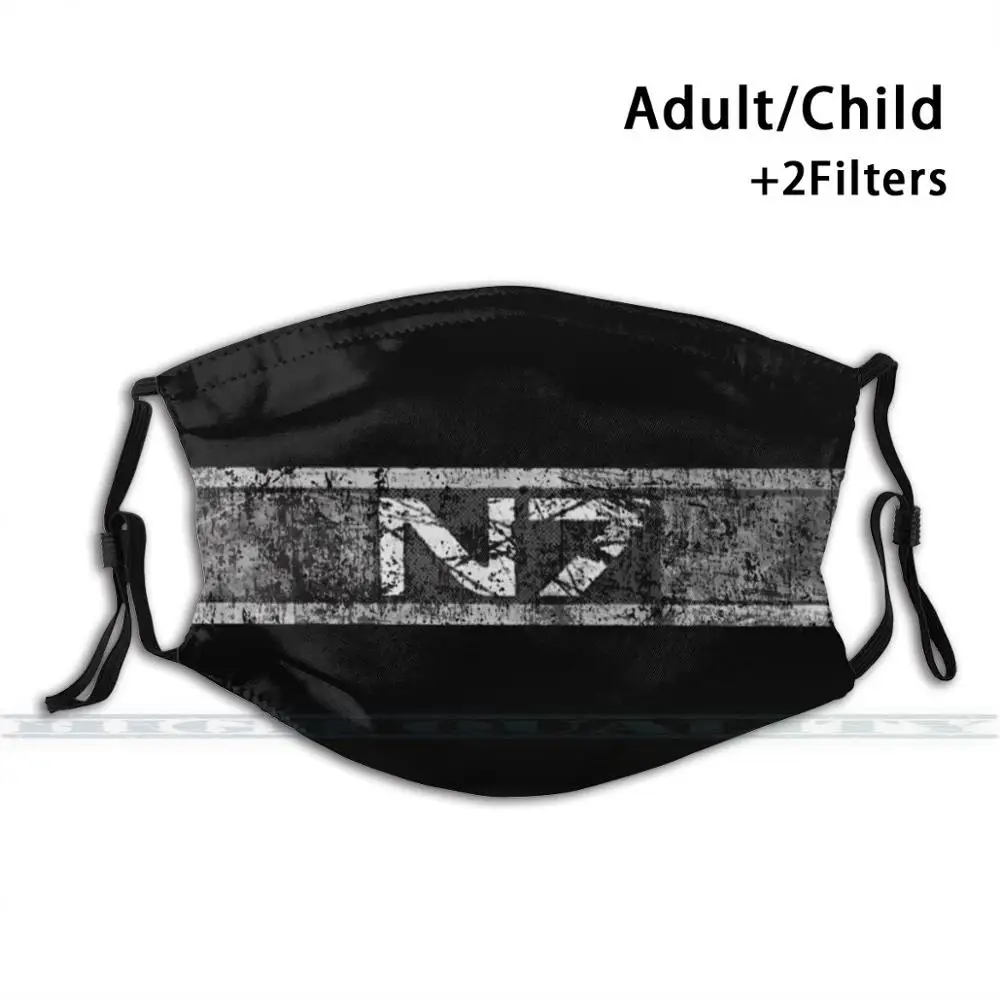 

N7 Mass Effect Distressed Logo 3d Print Reusable Mouth Mask Washable Filter Anti Dust Face Mask Gamer Bioware Shooter