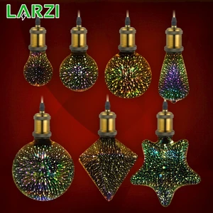 3D Светодиодная лампа, фейерверк, E27, винтажный ночсветильник Эдисона, 110 В, 220 В, A60, ST64, G80, G95, G125, праздничное украшение