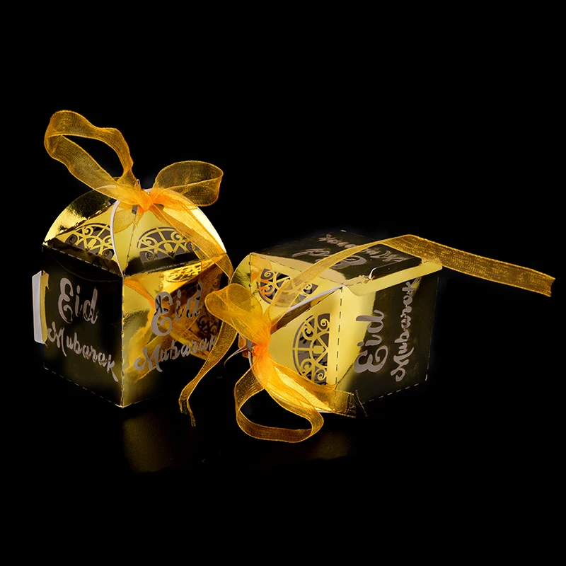 

10pcs/lot Gold Happy Eid Mubarak Candy gift box ramadan decorations Islamic