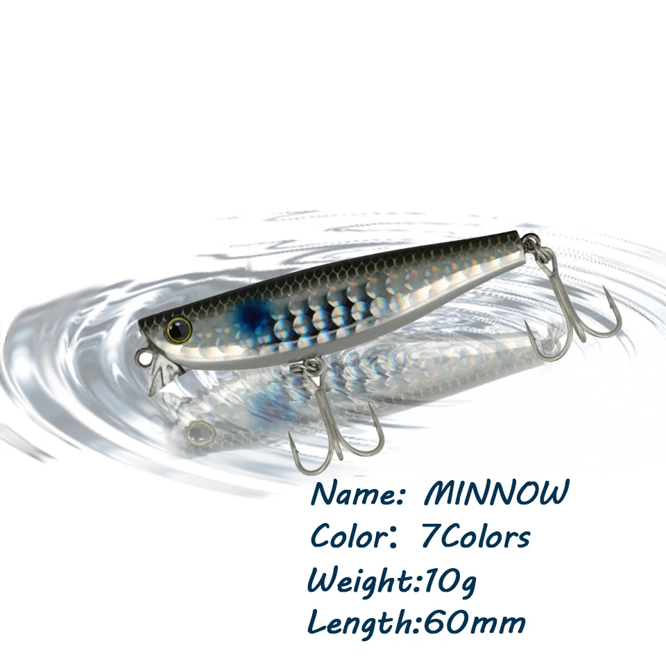 

GOBYGO 60MM 10G Minnow Fishing Lure 3D Eyes Sinking Artificial Bait Treble Hook Saltwater Hard Bait Pike Bass Fishing Tackle