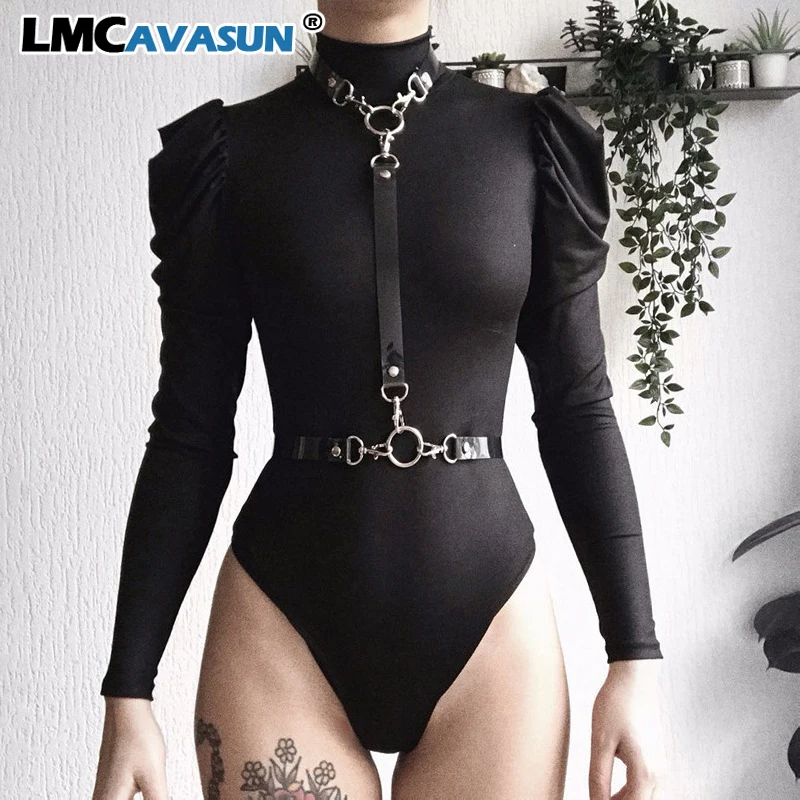 LMCAVASUN, черный облегающий боди с длинным рукавом, женская уличная мода, водолазка, женские боди, Ретро стиль