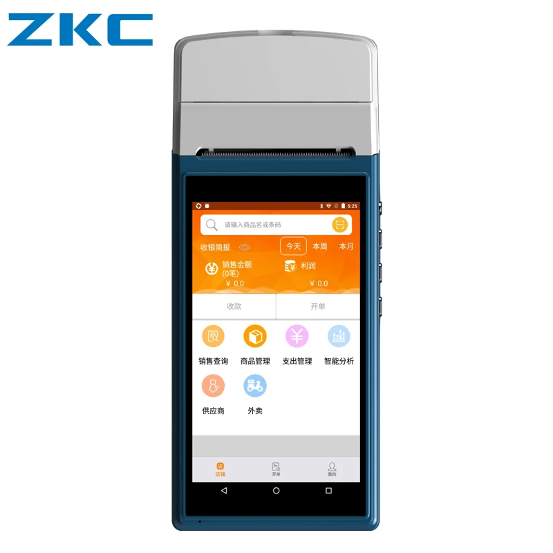 ZKC pos-терминал PDA с беспроводной Bluetooth и Wifi системой Android NFC термальным принтером