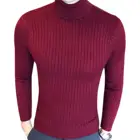 Свитер мужской зимний, с высоким воротом и длинными рукавами, теплый, приталенный пуловер, вязаный свитер, размера плюс
