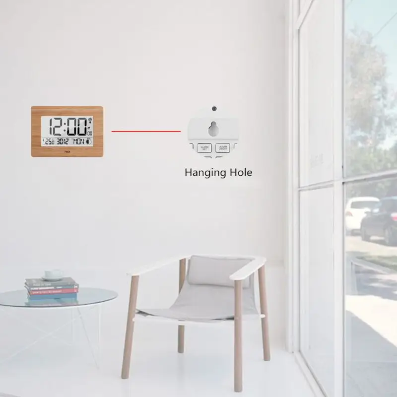 

Digital Wall Alarm Clock Time Temperature Calendar Desktop Clock Home Decor