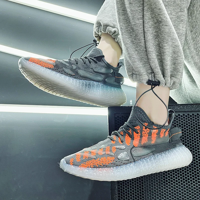 

2021 luminous fly woven men's shoes breathable sweat-absorbent jogging shoes sports men's shoes fashion cool mesh shoes