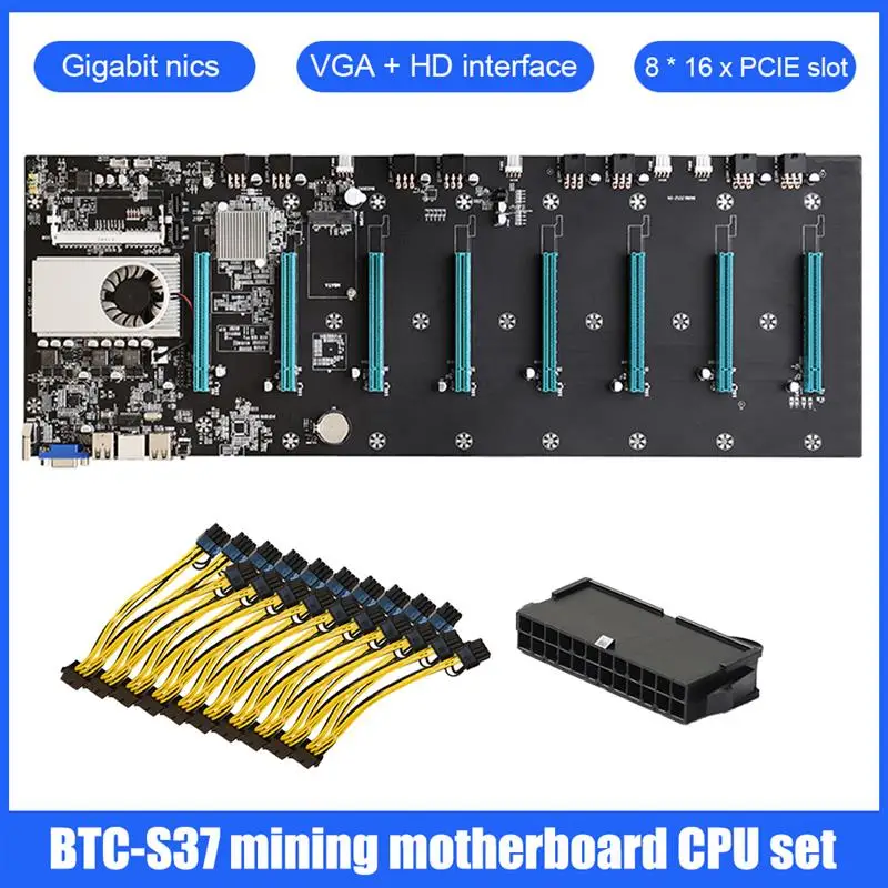 Online BTC-S37 Bergbau Maschine Motherboard CPU Set 8 Grafikkarte Slot24Pin Power Adapter 8Pin PCI Express Zu Dual PCIE 8(6 + 2) Pin Kabel