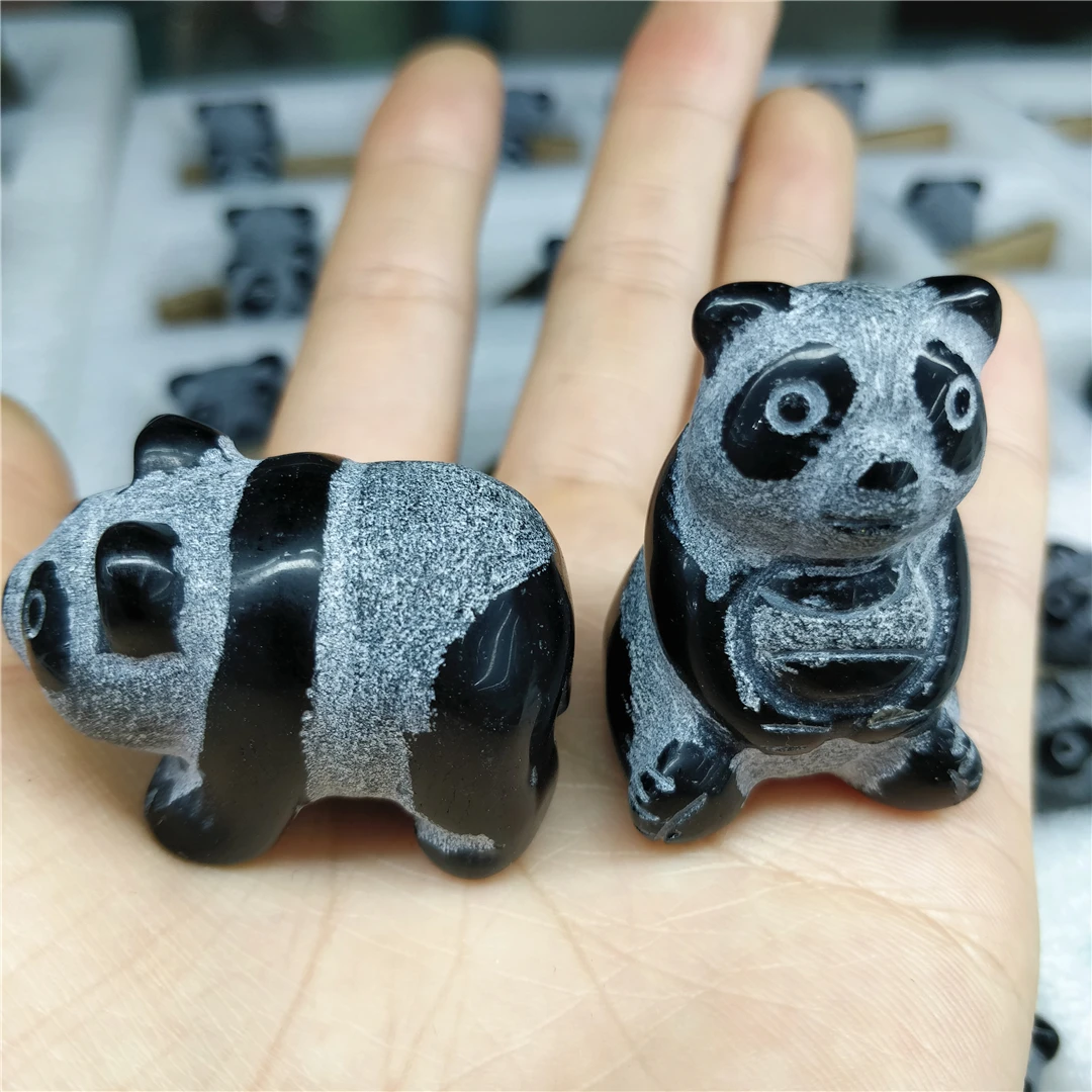 

Natural Crystal Carved China Baby Panda Ornaments Kawaii Small Statue Figurine Stone Folk Crafts Cute Gifts Souvenirs For Sale