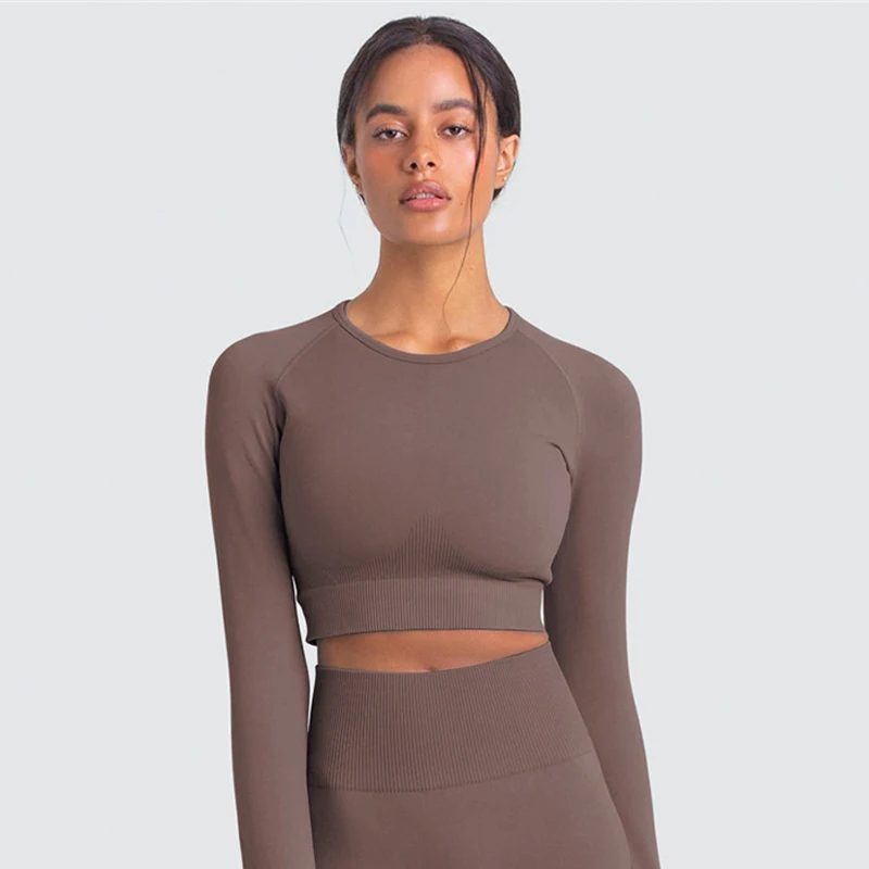 

Бесшовные Йога футболки Для женщин Фитнес спортивные топы футболки для тренировок ношения при активном образе жизни пуш-ап брюки для йоги в...