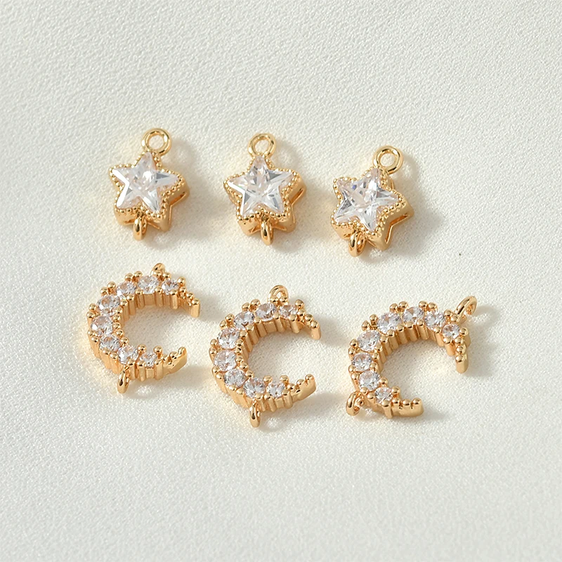 Медный позолоченный кулон 16 к настоящий золотой цвет звезда луна двойной висящий