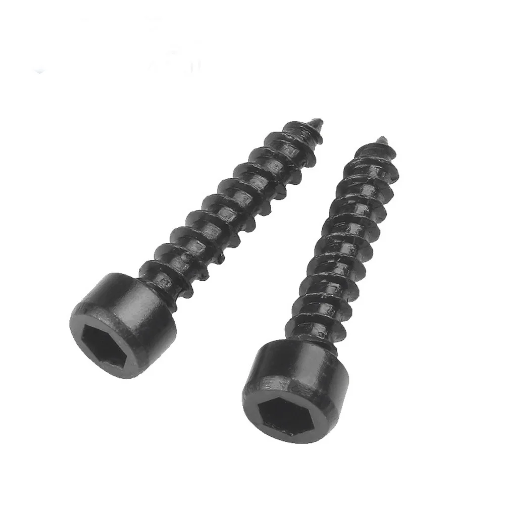 10pcs/lot M2 M2.6 M3 M3.5 M4 M5 M6 Hex Hexagon Socket Cap Head Self Tapping Screw 8.8 Grade Black Carbon Steel Allen - купить по