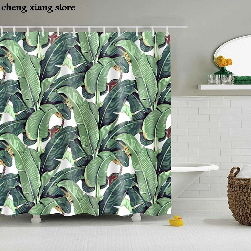 

Tropical Plants Shower Curtain Bathroom Waterproof Polyester Shower Curtain Leaves Printing Curtains bathroom Partition curtain