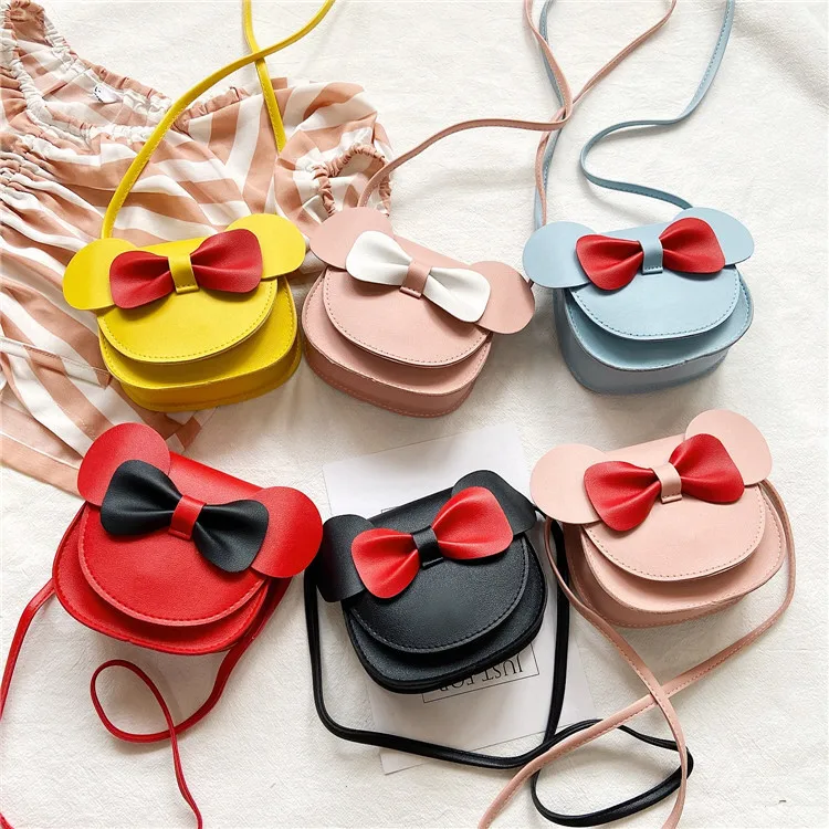 Lovely Bowknot Baby Girls' Shoulder Bags PU Leather Children's Small Crossbody Bag Cute Coin Purse Princess Handbags Wallet