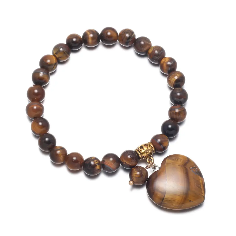 

Браслет с бусинами из натурального камня, Модный кулон в форме сердца, браслет для женщин, ювелирные аксессуары, подарок, длина 25x25 мм, 19 см