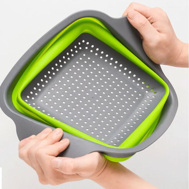 Silicone Folding Drain Basket Square Colander Storage Kitchen Accessories Fruit and Vegetable Cleaning Filter Portable | Дом и сад