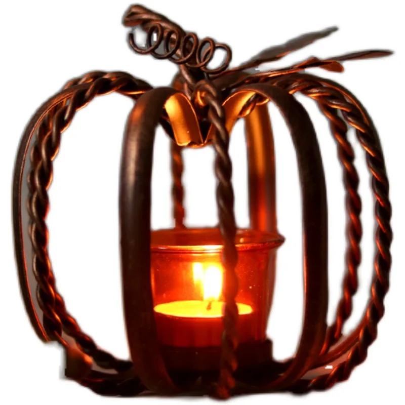 

Retro Pumpkin Lamp Candle Holder Romantic Dining Table Candle Holders Metal Creative Halloween Gift Bougeoir Home Decor EB50ZT