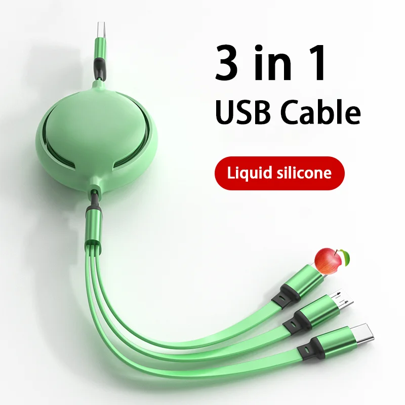 3 in 1 2.4A Fast Charging Micro USB Type C Cable for Samsung Xiaomi Huawei Realme Mobile Phone Accessories Charger Usb Cable