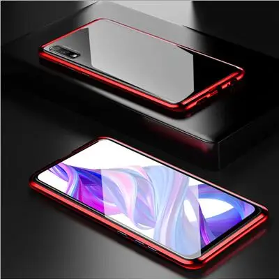 Роскошный Магнитный чехол для huawei P Smart Z металлический каркас Doubl стекло в рамке Крышка P Smart Z защитный чехол для телефона - Цвет: Red