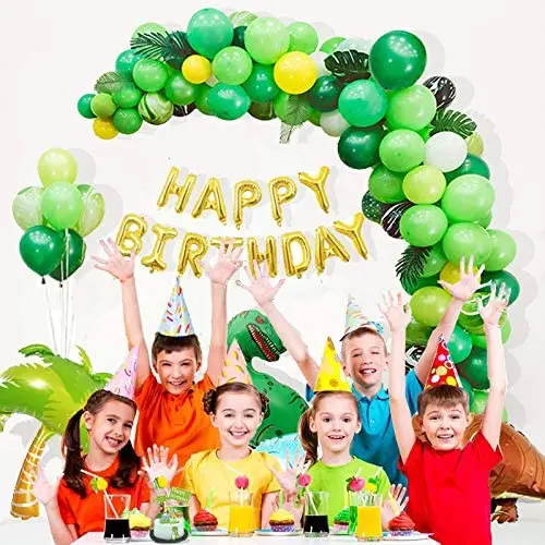 

95pcs Dinosaur Party Supplies kit for Kids Favor Birthday Dino Party Decorations Garland Arch Kit balloons Dinosaur Cake Topper