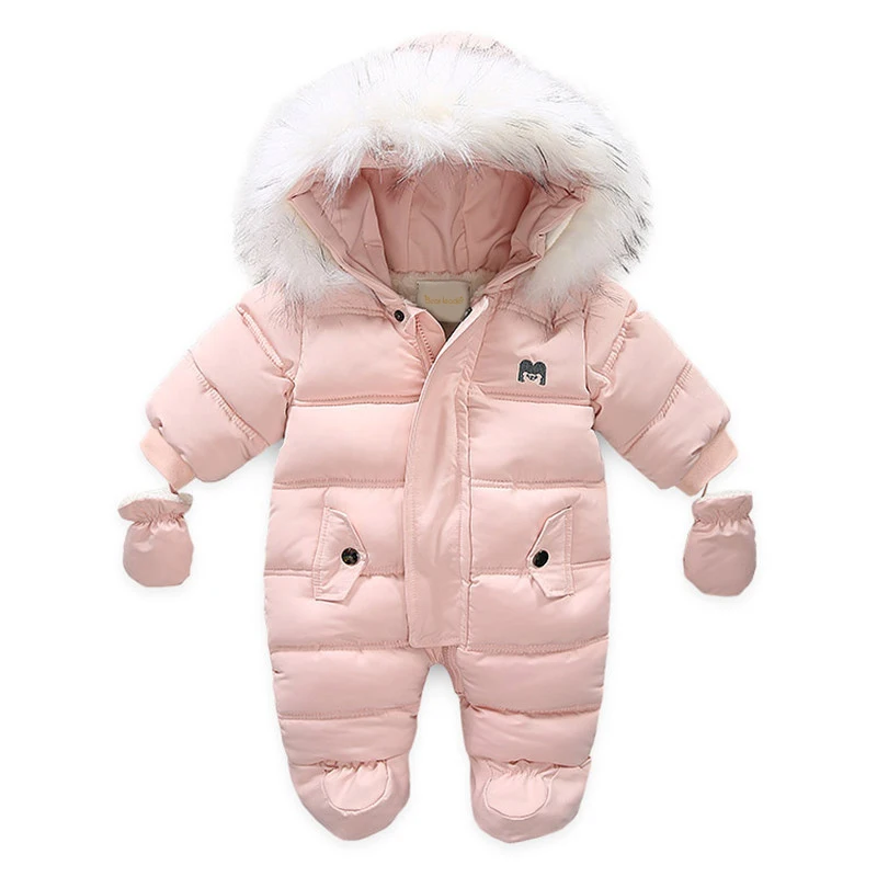 

Winter Toddler Baby Girl Boys Clothing Rompers Jumpsuit Solid Color Cute Newborn Infant Baby Thicken Warm Hooded Romper 0-24M