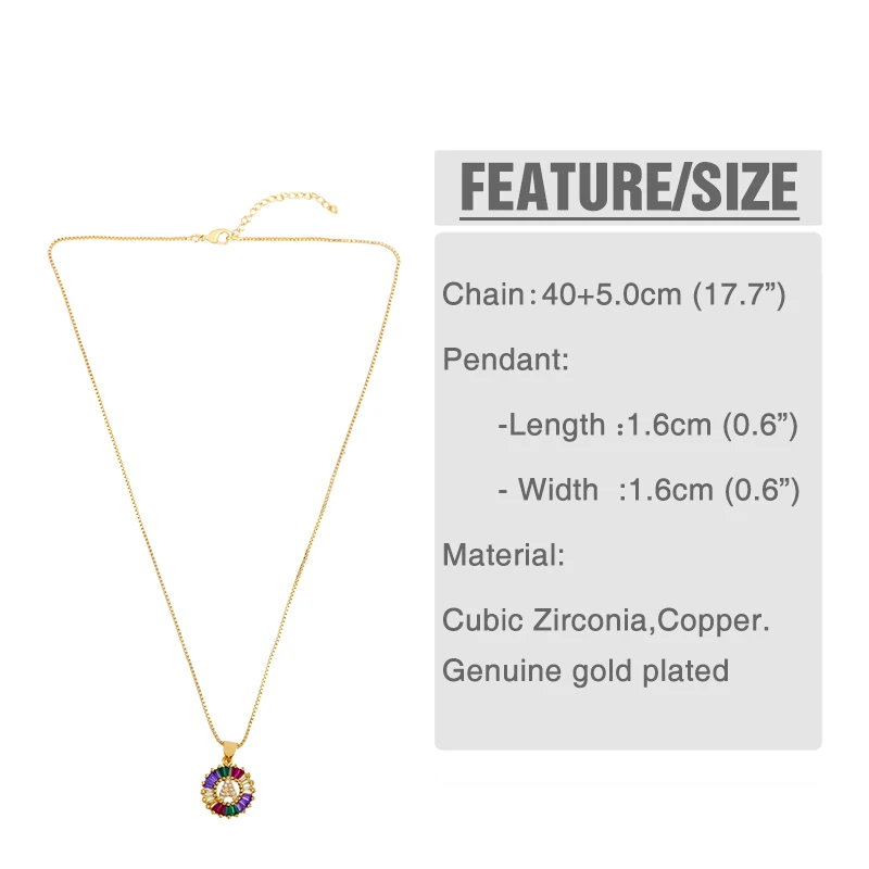 Новое поступление Радужное золото микро подвеска CZ кубический цирконий A-Z